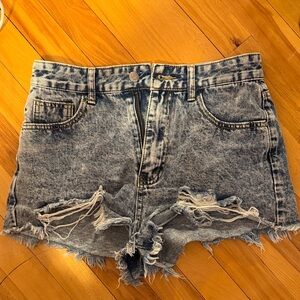 SHEIN Blue Distressed Jean Shorts